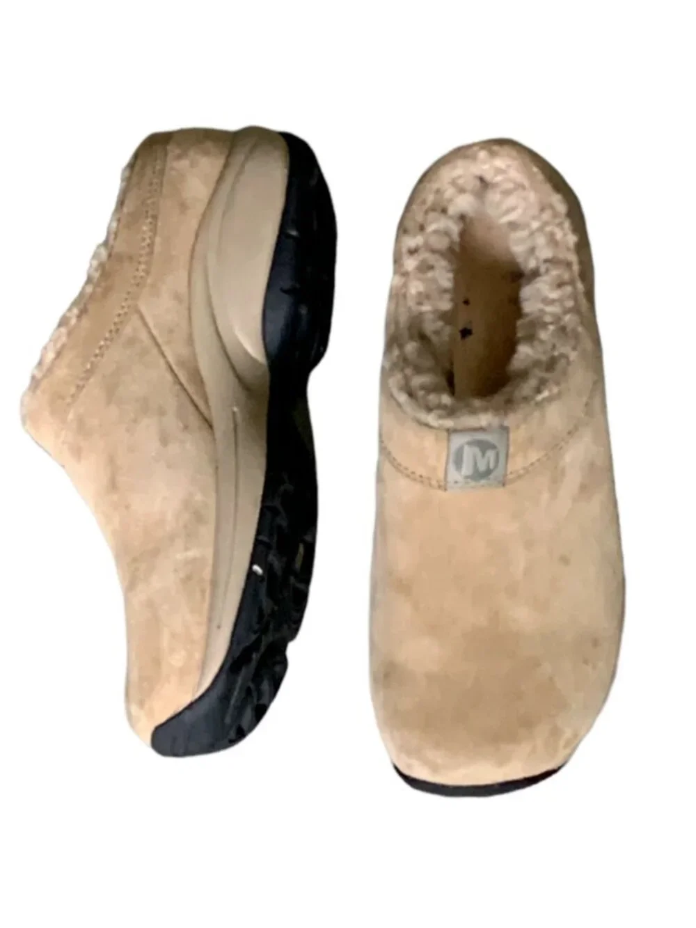 Merrell Primo Chill Slide Beige Suede Upper Wool Fleece Lined w/o Insole 5.5 42D